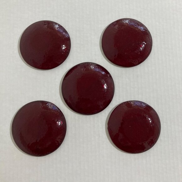 Ruby Red Glass Small Plates Butter With White Stripe Pats 3.5" - Set Of 5 - Picture 2 of 5